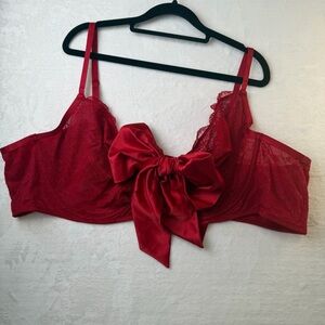 Torrid Curve Red Lace Bow Bra Size 6 Plus Size Valentine Lingerie Unlined